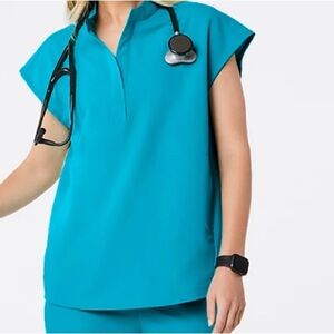 FIGS Rafaela Oversized Scrub Top, Teal, Sz Large